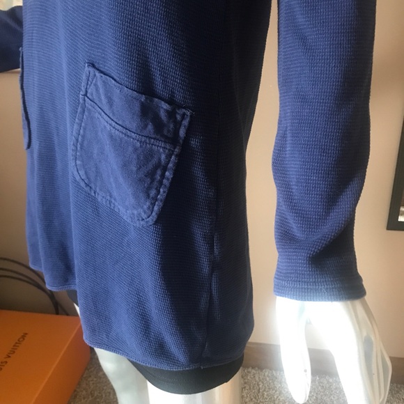 Soft Surroundings Dark Blue Waffle Knit Tunic Top/ Mini Dress Size Small Pockets - Picture 7 of 16